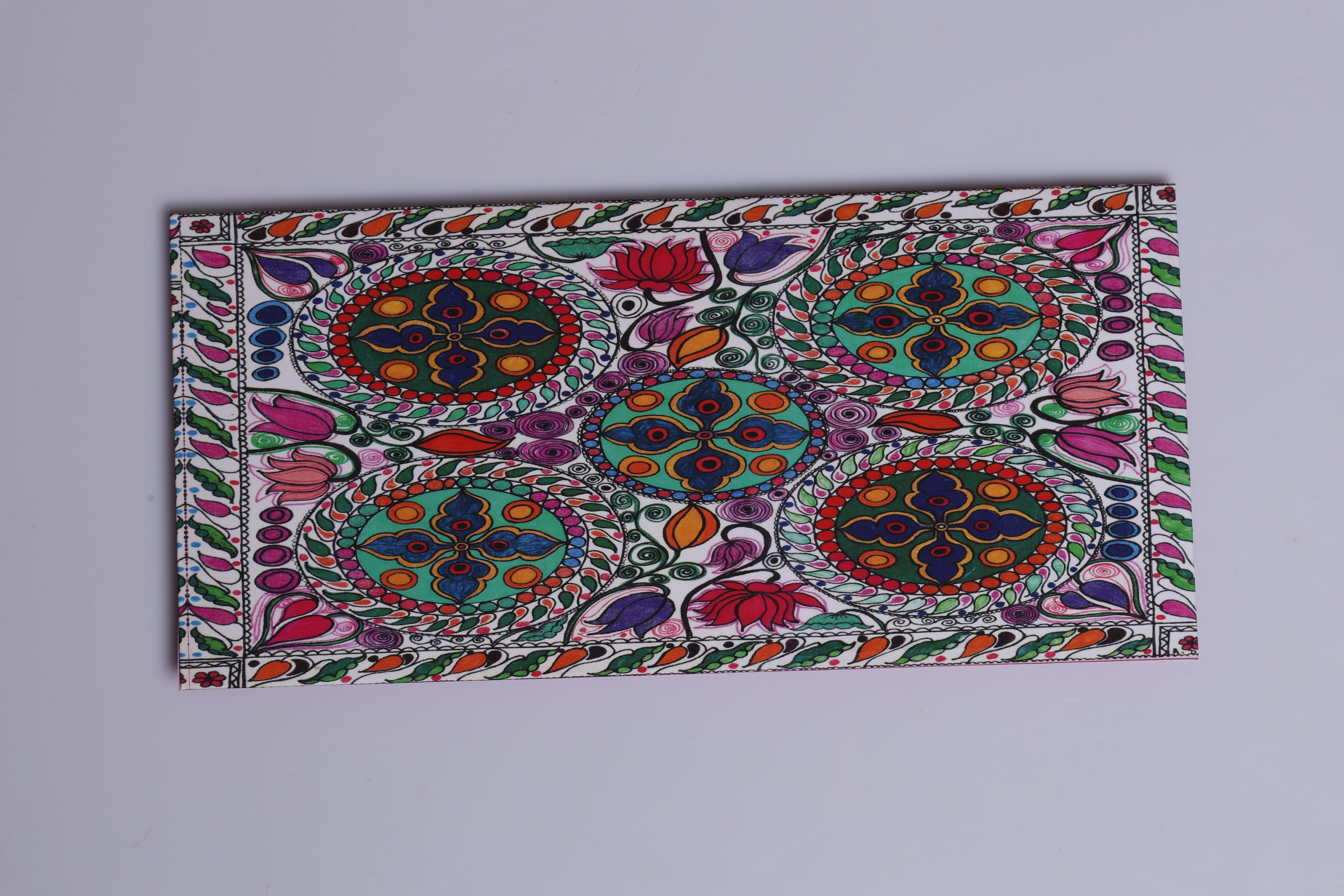 Handcrafted Decorative Envelope – Multicolor Phulkari Design